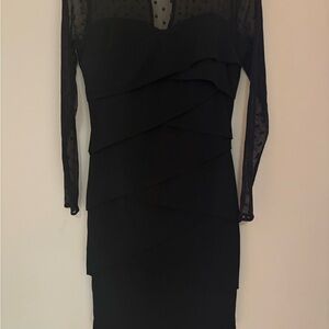 White House Black Market Black Sheer Sleeve Dress